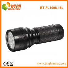 Factory Supply Black Color Aluminium Metal 16 led aaa Lampe torche Light With Grip Grip